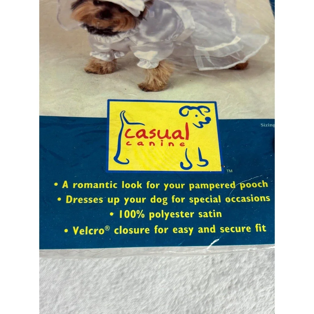 Canine Wedding Dress with Veil Pet Large White‎ Satin Dog Bridal Gown NEW